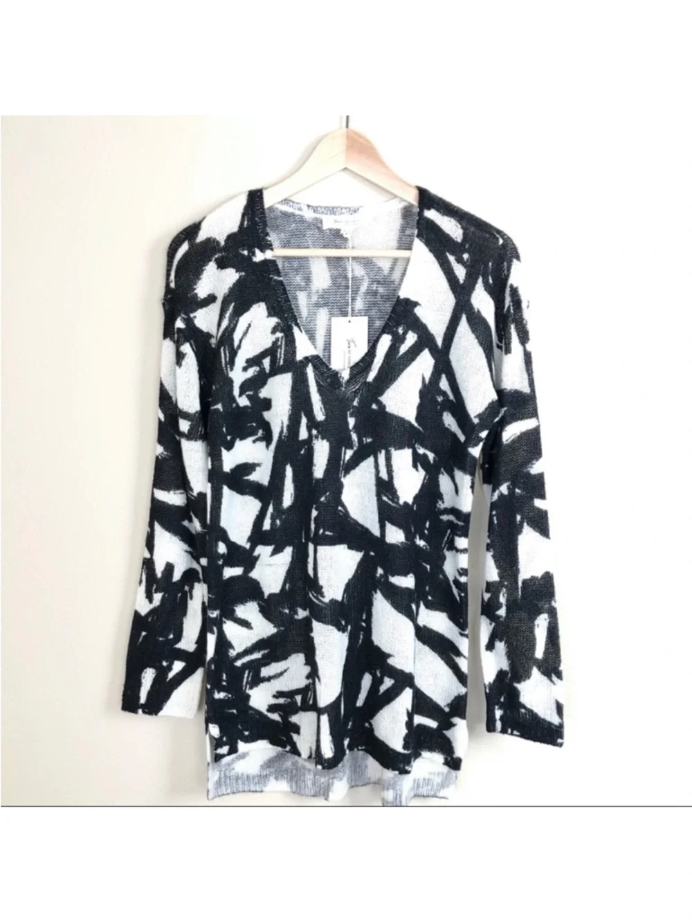 Vince Camuto Black and White Marled Knit Sweater - Picture 1 of 7